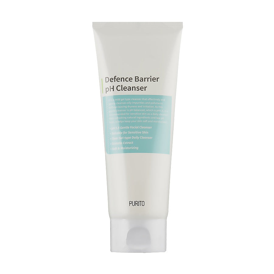 PURITO Defence Barrier pH Cleanser is a gentle, low pH cleanser designed to maintain your skin's natural balance while effectively removing impurities. Formulated with soothing Centella Asiatica Extract and Tea Tree Leaf Oil, it helps calm and purify the skin. With hydrating ingredients like Betaine and Allantoin, this cleanser leaves the skin feeling soft, clean, and refreshed without stripping its moisture. Suitable for all skin types, it’s perfect for daily use to support a healthy and balanced complexio