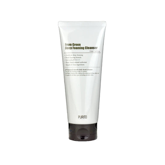 PURITO From Green Foaming Cleanser is a gentle, pH-balanced cleanser designed to effectively cleanse the skin without stripping moisture. Formulated with mild surfactants like Sodium Cocoyl Isethionate and Sodium Methyl Cocoyl Taurate, it creates a rich foam that removes impurities while keeping the skin soft and hydrated. Enriched with soothing ingredients like Centella Asiatica Extract, Green Tea, and Licorice Root Extract, it helps calm and nourish the skin, making it perfect for daily use on all skin t